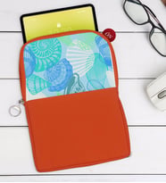 BK Gift Deniz Kabukları Tasarımlı Taşınabilir Koruyucu Tablet Kılıfı & Organizer Çanta - Turuncu-1