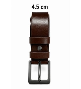 Erkek Hakiki Deri 4.5 cm Kot ve Kumaş Pantolon Kemeri Metal Tokalı Kahverengi