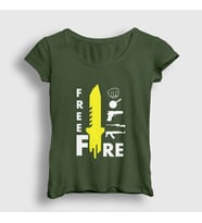 Presmono Kadın Haki Knife Free Fire T-Shirt 232801tt (Haki)