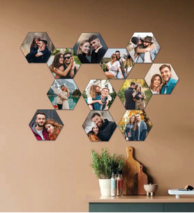 Kişiye Özel 12 Fotoğraflı Altıgen Mdf Tablo