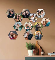 Kişiye Özel 12 Fotoğraflı Altıgen Mdf Tablo