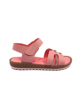 Arzen 4003 Taşlı Kız Çocuk Sandalet Ayakkabı (Somon)