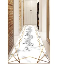 Dijital Baskılı Kaymaz Taban Yıkanabilir Modern Yolluk Ve Koridor Halısı NDU-HT-326 (Gold)