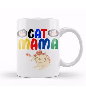 Cat Mama Funny Cat Lover Gifts For   Men Kids Kupa Bardak Porselen