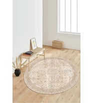 Dijital Baskılı Kaymaz Taban Yıkanabilir Yuvarlak Salon Halısı Koridor Halısı Paspas NDY-HT-479 (Kahverengi)