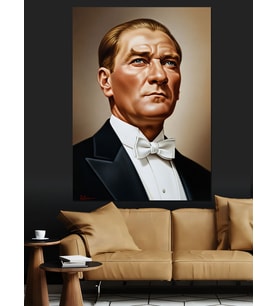 Mustafa Kemal Atatürk Portresi Lider Dekoratif Kanvas - Mdf Ahşap Tablo