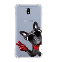 PrintiFy Samsung Galaxy J7 Pro Uyumlu Köpek 2 Baskılı Şeffaf Köşe Korumalı Antişok Kılıf