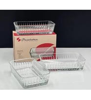 Paşabahçe Frezya 3 lü 14 cm Dikdörtgen Kase Şeffaf 530323