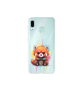 Samsung Galaxy A30 ile Uyumlu Splash Tilki Tasarımlı Şeffaf Silikon Kılıf