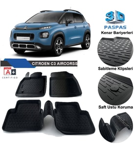 Citroen C3 Aircross Havuzlu 3D Paspas Niken Siyah 2017 Sonrası