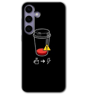 Galaxy S24 Kılıf HD Desen Baskılı Kılıf - Coffee Battery