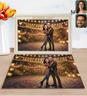 BK Gift Kişiye Özel Sevgili Karikatürlü 1000 Parça Profesyonel Puzzle-2, 1000 Puzzle, Sevgililer Günü Hediyesi, Sevgiliye Hediye