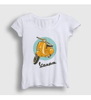 Presmono Kadın Beyaz Vintage Vespa Motorsiklet Scooter T-Shirt 444878tt