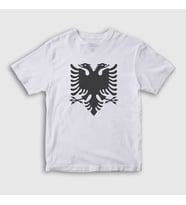 Presmono Unisex Çocuk Beyaz Albania Arnavutluk Bayrağı T-Shirt 494929tt (Beyaz)