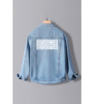 Erkek Slim Fit Sırt Baskılı Denim Kot Ceket Açık Mavi Edw129