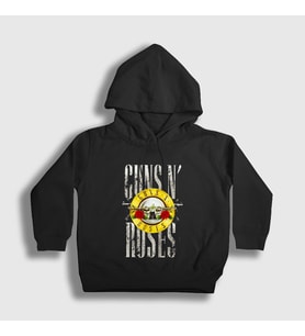 Presmono Unisex Çocuk Siyah Bullet Guns N' Roses Kapüşonlu Sweatshirt 56389tt