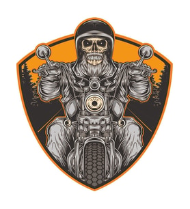 Motorcu motorsiklet Kurukafa Sticker 18cm