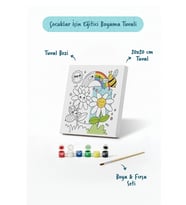Arı & Gökkuşağı Figürlü Çocuk Boyama Tuvali – Şövalesiz Boya Seti 20x20