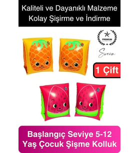 Meyve Desen Güvenli 5-12 Yaş Çocuklar İçin Yüzme Kolluk Deniz Havuz Şişme Kolluğu Yüzücü Hava Odalı