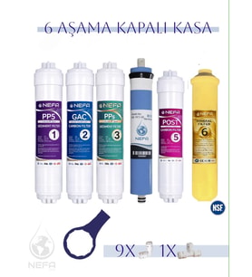 Nefa Tüm Kapalı Kasalar Ve İhlas (Silver, Plus, Platinum ) 6'Lı Filtre Seti, 80 GPD Membran