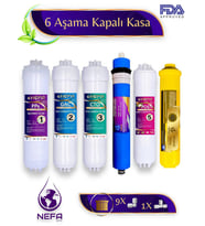 Nefa Tüm Kapalı Kasalar Ve İhlas (Silver, Plus, Platinum ) 6'Lı Filtre Seti, (Çift Karbonlu) 80 GPD Membran