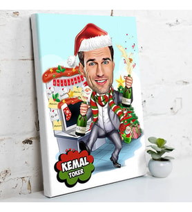 Mutlu Seneler Karikatürlü Kanvas Tablo