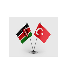 Kenya ve Türkiye Bayrağı İkili Saten Masa Bayrağı Takımı