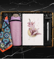 500 ML Deri Kılıflı Cam Matara & Tasarım Defter & Touch Pen Kalem & Fular Hediye Seti