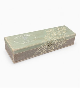 Ahşap Dekoratif Çok Amaçlı Saklama Kutusu – Vintage Desenli (40x14x8 cm)