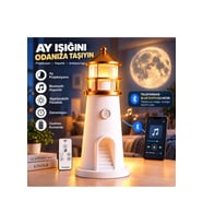 HyMark Deniz Feneri Ay LED Projeksiyon Lamba Bluetooth Hoparlör Kumanda Dimmer 2400 mAh Pil