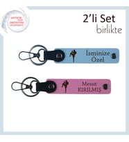 Kickboksla Uğraşanlara Seçkin Hediyelik, Kişiye Özel İsim Yazılabilen Anahtarlıklar, Gök Mavi-Pembe