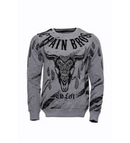 Gri Taşlı Baskılı Desenli Sweatshirt - Wessi