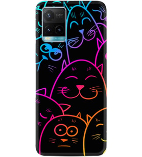Vivo Y11S Y21S Y20 Y20S Y70 Kılıf Desemli Silikon Neon Cats 1790