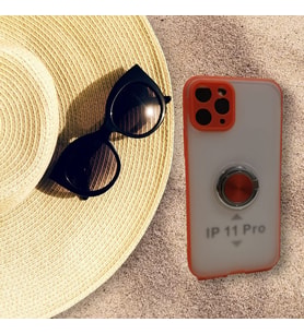 iPhone 11 Pro Silikon Malzeme Metal Yüzüklü Kalite Telefon Kılıfı (Turuncu)