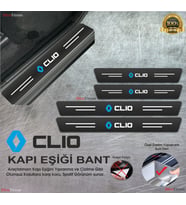 Renault Clio Logolu Karbon Kapı Eşiği Koruyucu Suni Deri 4'lü Set
