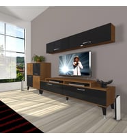 Decoraktiv Ekoflex 6Y Slm Silver Tv Ünitesi Tv Sehpası - Ceviz Siyah (Siyah - Ceviz)