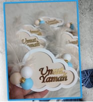 Yeni Doğan Erkek Bebek  Bej Ahsap Magnet 20 Adet