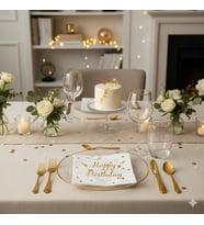 Varaklı Happy Birthday Beyaz Gold Baskılı Peçete 20'li Doğum Günü Parti Peçetesi