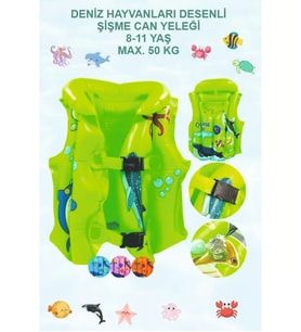 Yeşil Hayvan Desen 3-7 Yaş Çocuklar Için Şişme Havuz Ve Deniz Can Yeleği, Yüzme Öğrenme Life West…
