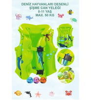 Yeşil Hayvan Desen 3-7 Yaş Çocuklar Için Şişme Havuz Ve Deniz Can Yeleği, Yüzme Öğrenme Life West…