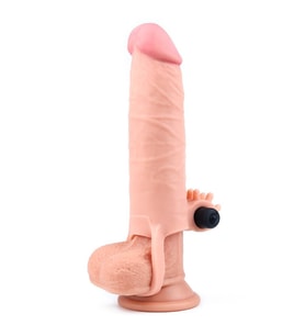 Her Penise Uygun 5 Cm Uzatmalı Klitoris Uyarıcılı Titreşimli Penis Kılıfı