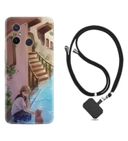 Xiaomi Redmi 12C Kılıf Resimli Boyun Askılı İpli Desenli Silikon Series Cat And Girl 1808