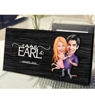 BK Gift Kişiye Özel Sevgililer Karikatürlü Kabartma Figürlü Ahşap Tablo, Duvar Dekoru, Arkadaşa Hediye, Özel Tasarım Ev Hediyesi-3 (Siyah)