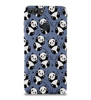 Huawei P Smart Uyumlu Lansman Kılıf Panda Tasarımlı İçi Kadife Kapak-Petrol Mavisi (Şeffaf)