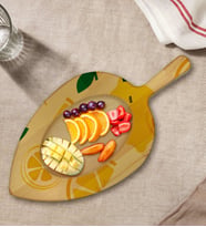 BK Gift Limon Tasarımlı Yaprak Şeklinde Doğal Ahşap Servis ve Sunum Tabağı Model 1