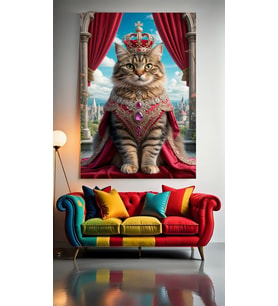 KRALİÇE KEDİ 1 Ev Duvar Salon Güzellik Salonu Ofis Dükkan Dekarasyon Kanvas Tablo (Çok Renkli)