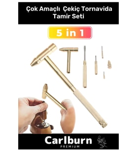 Premium Çok Amaçlı Telefon Mücevher Kuyumcu Ev İş Araba Ergonomik 5 in 1 Çekiç Tornavida Tamir Seti