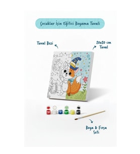 Sihirbaz Tilki Temalı Çocuk Boyama Tuvali – Şövalesiz Eğitici Boyama Seti 20x20 cm
