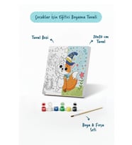 Sihirbaz Tilki Temalı Çocuk Boyama Tuvali – Şövalesiz Eğitici Boyama Seti 20x20 cm