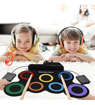 Ayt Magicvoice G3002 Elektronik Bateri Roll UP Davul Matı Kiti 7 Ped Çocuk Müzik Aleti Trampet